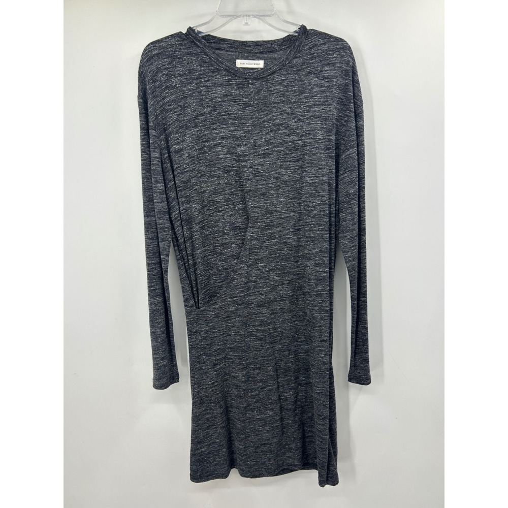 Isabel Marant Etoile Grey Marl Linen Wool Long Sleeve Mini Dress Size 44 US 12